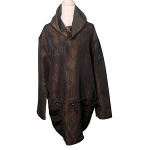 Maralyce Ferree OS Brown Funnel Neck Hood Nylon Pull Over Light Jacket